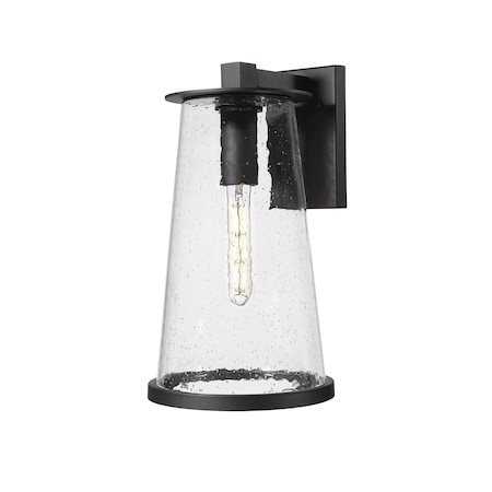 Z-Lite Bar Harbor Outdoor Wall, 1-Light, 10 In.W x 11 In.L x 18 In.H, Sand Black/Clear seedy 5004B-BK